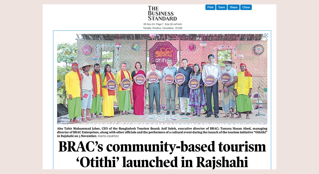 BRAC's community-based tourism 'Otithi' launched in Rajshahi