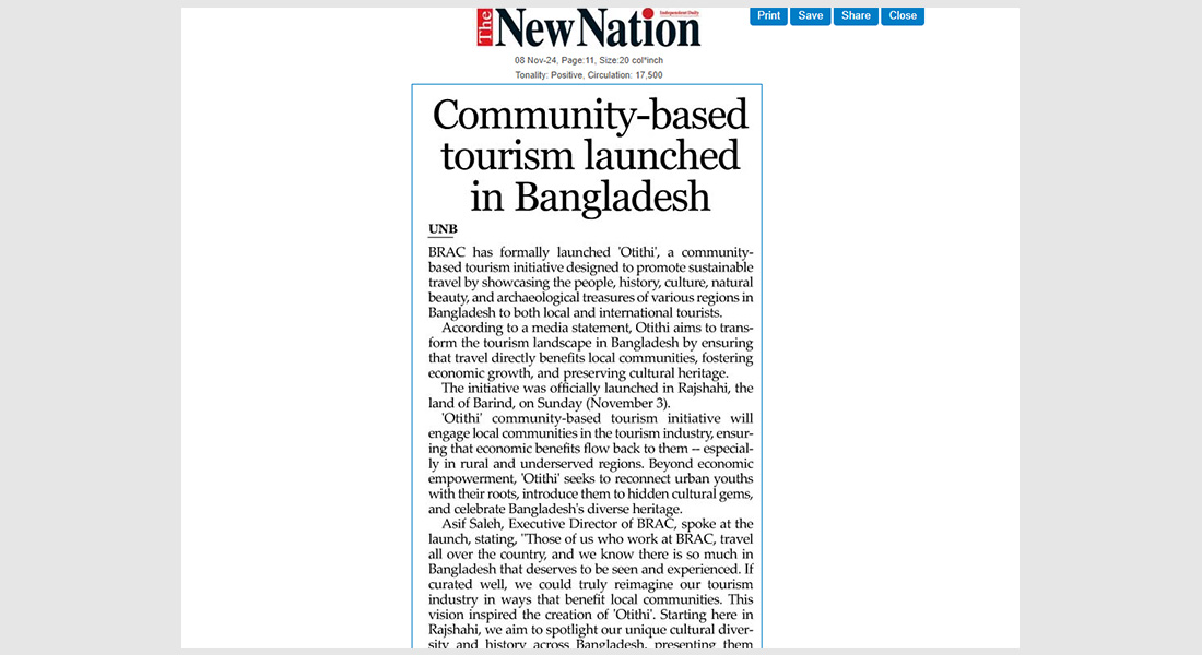 Community-based tourism launched in Bangladesh