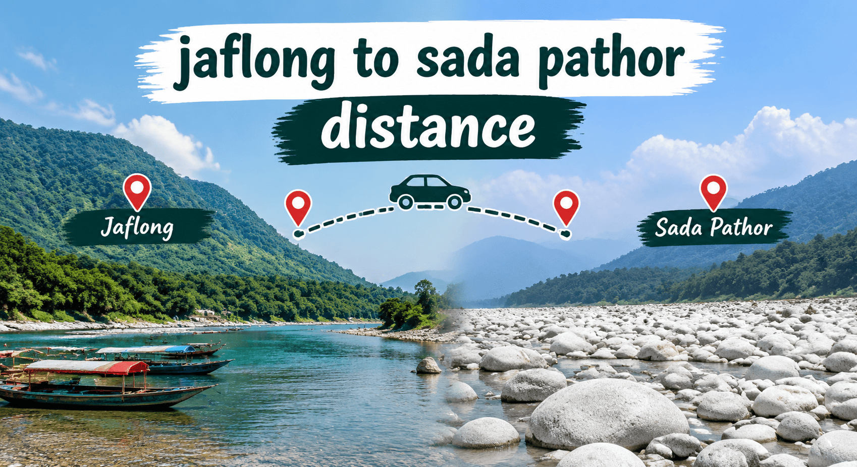 Jaflong to Sada Pathor Distance